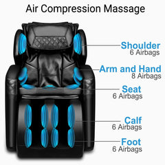 Full Body Massage Chair with Lower-Back Heating, Bluetooth Speaker and Foot Roller