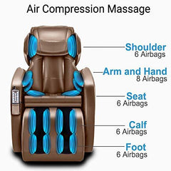 Zero Gravity Full Body Shiatsu Luxurious Electric Massage Chair (Coffee)